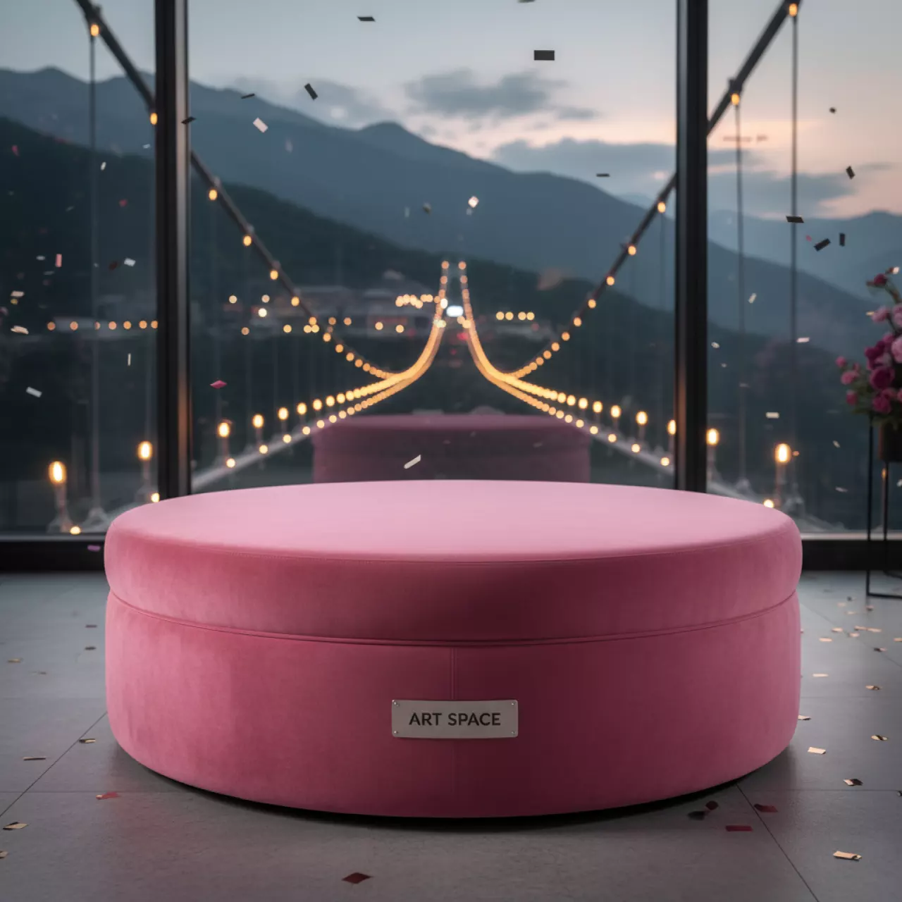 Аренда Пуф большой бархатный розовый Норман 304 в Skypark Sochi — ART SPACE