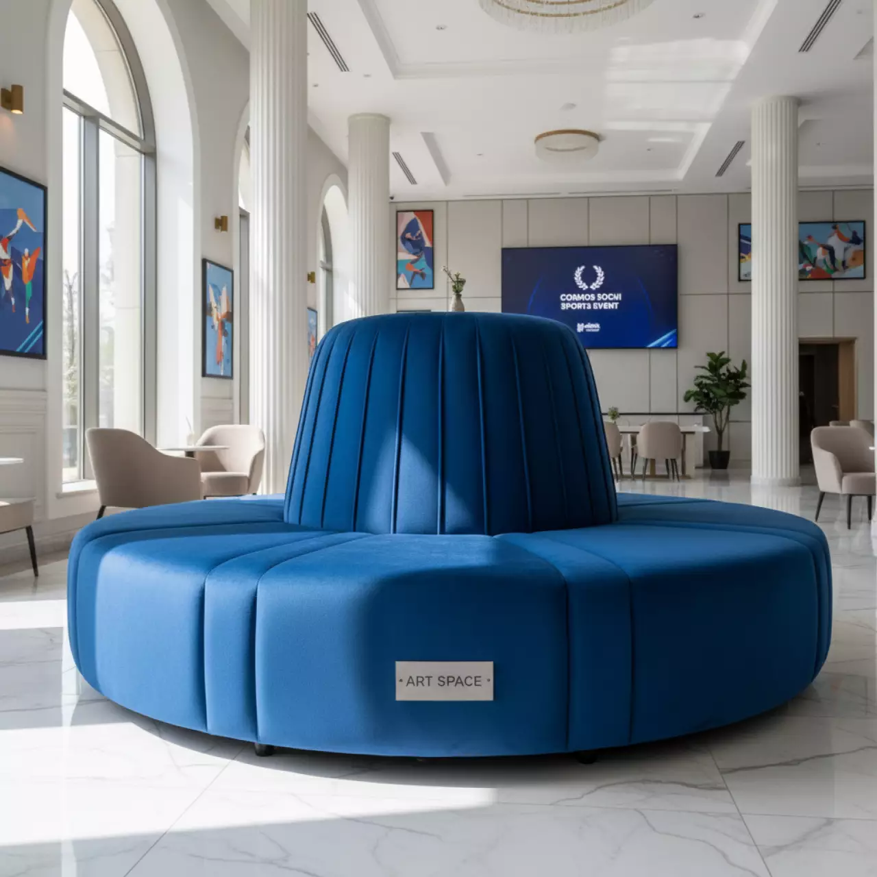 Аренда Пуф большой бархатный синий Норман 310 в Cosmos Sochi Hotel — ART SPACE