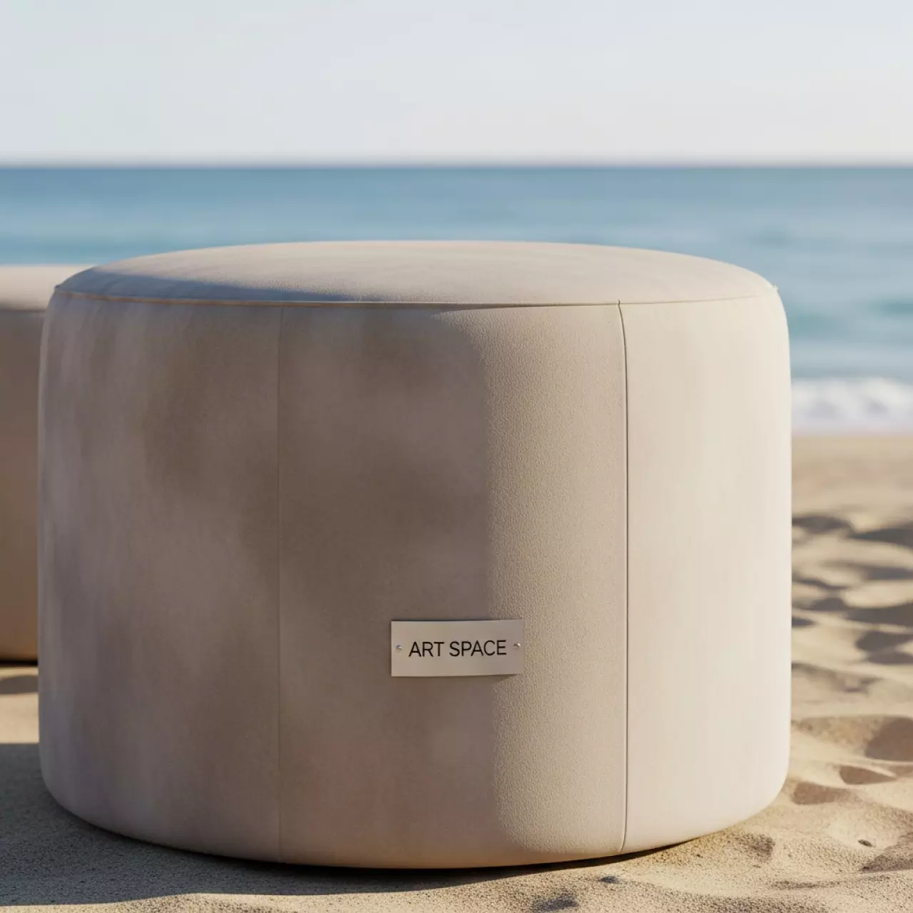 Аренда Пуф большой Норман бархатный бежевый на пляже «Ривьера» — ART SPACE