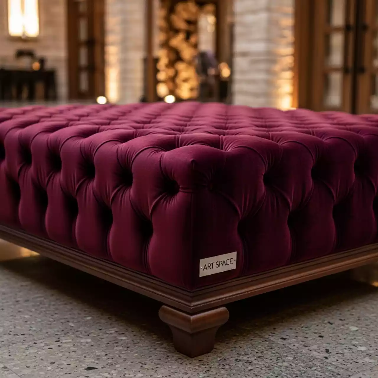Аренда Пуф большой Норман бархатный бордовый в Поляна 1389 Отель и Спа — ART SPACE