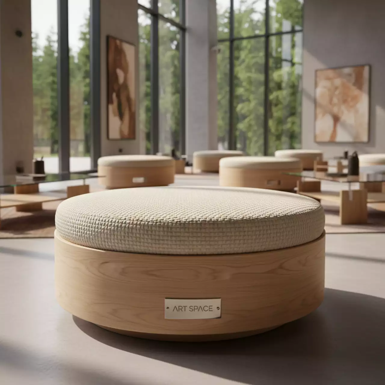 Аренда Пуф деревянный с подушкой C’est La Vie в Green Flow Hotel — ART SPACE