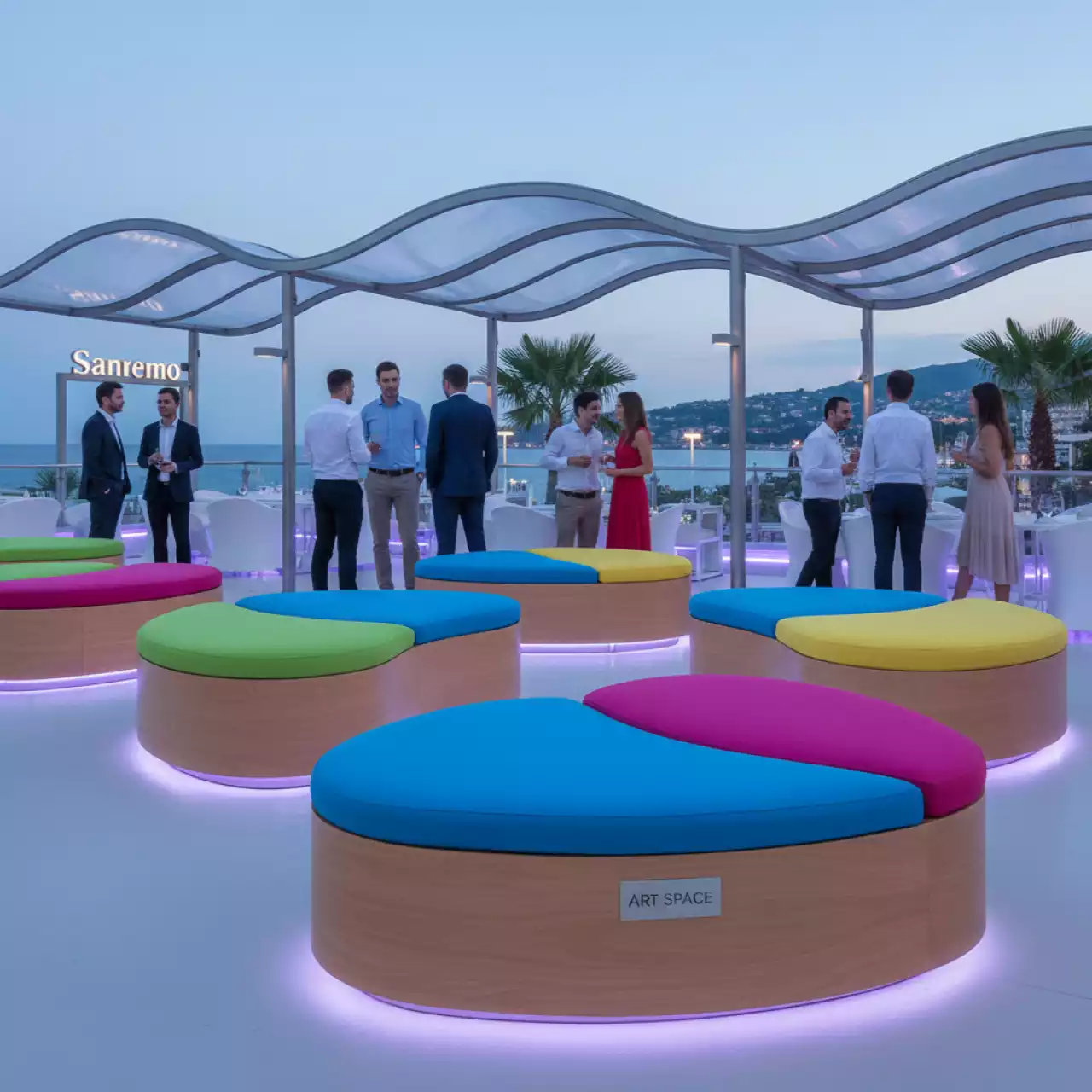 Аренда Пуф деревянный Welcome с подушкой в ресторане «Sanremo» — ART SPACE