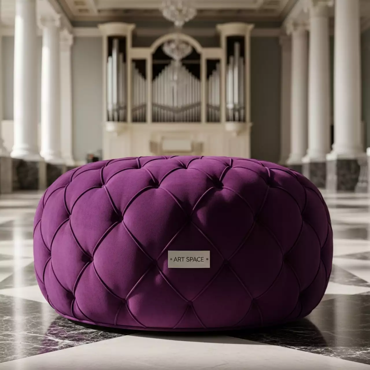 Аренда Пуф фиолетовый Геометрия в Зале органной и камерной музыки — ART SPACE