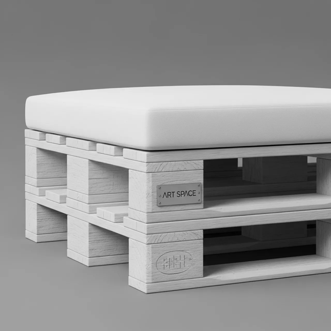 Аренда Пуф из поддонов белый с белой подушкой в Гранд Отель Поляна — ART SPACE