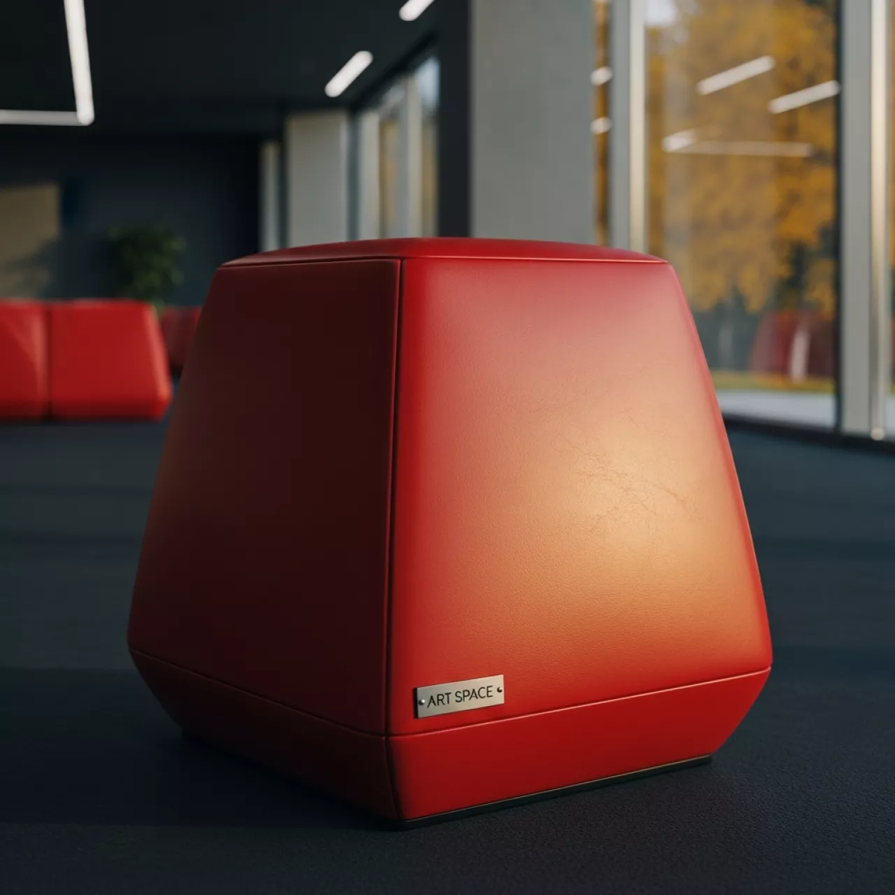 Аренда Пуф красный из экокожи 04 145RD в санатории «Черноморье» — ART SPACE