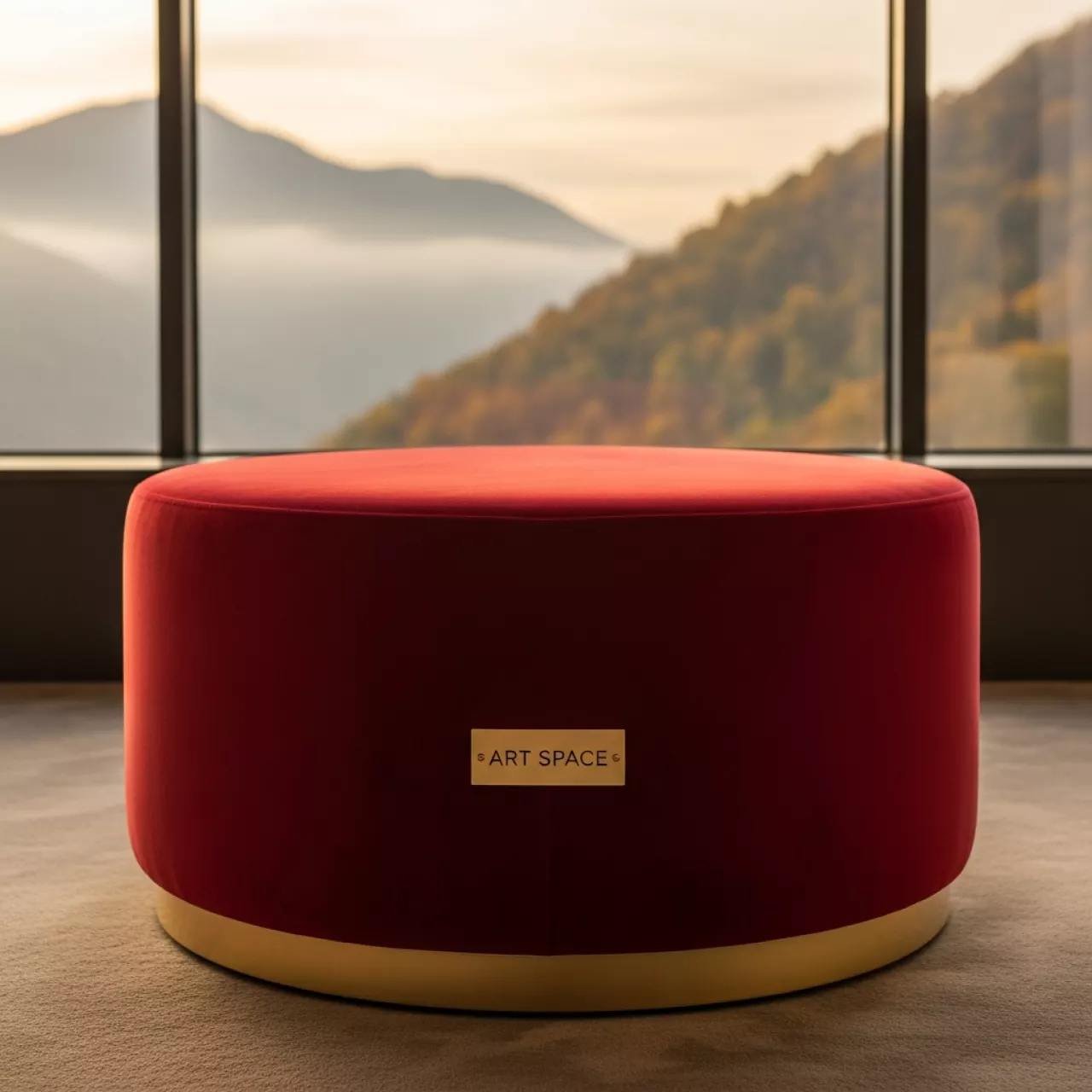 Аренда Пуф красный Пфальц 42х40 Rentmebel в Green Flow Hotel — ART SPACE