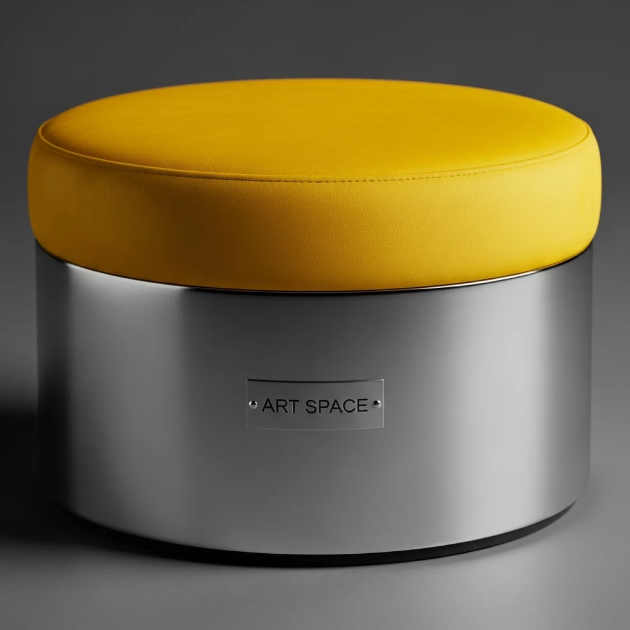 Аренда Пуф круг серебряный желтый бархат в Зимнем театре — ART SPACE