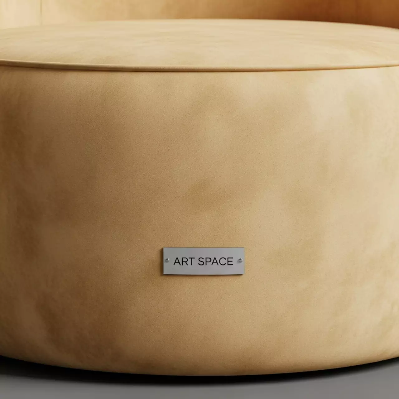 Аренда Пуф "Круг" золотой кремовый бархат на Медальной площади — ART SPACE