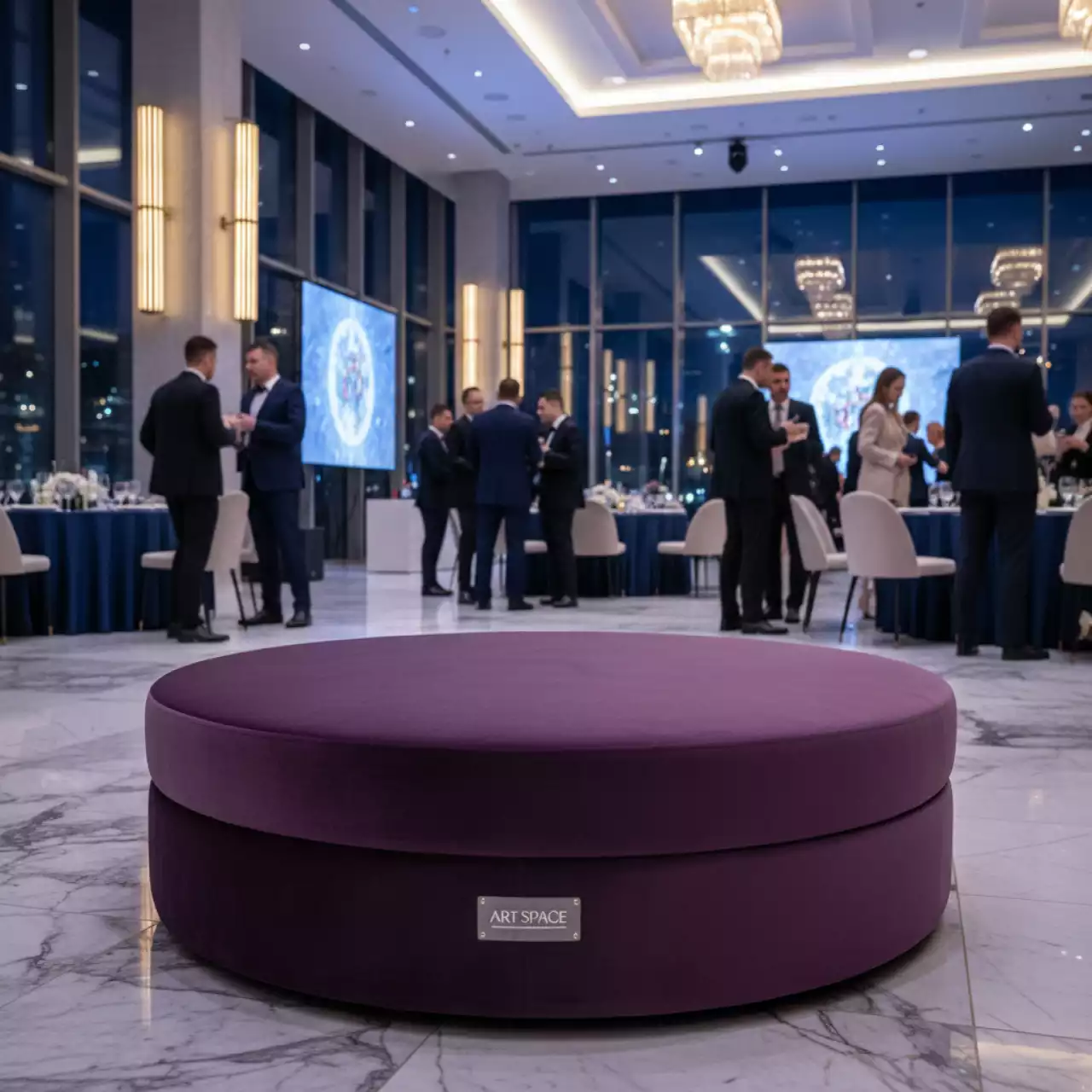 Аренда Пуф круглый пурпурный в Гранд Отель Сочи — ART SPACE