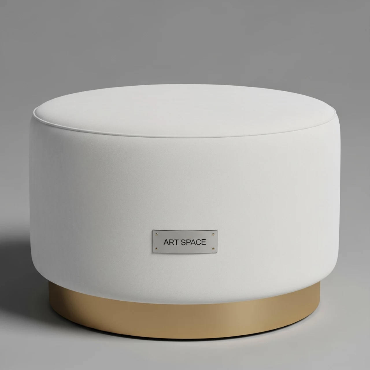 Аренда Пуф круглый золотой белый бархат в Гранд Отель Поляна — ART SPACE