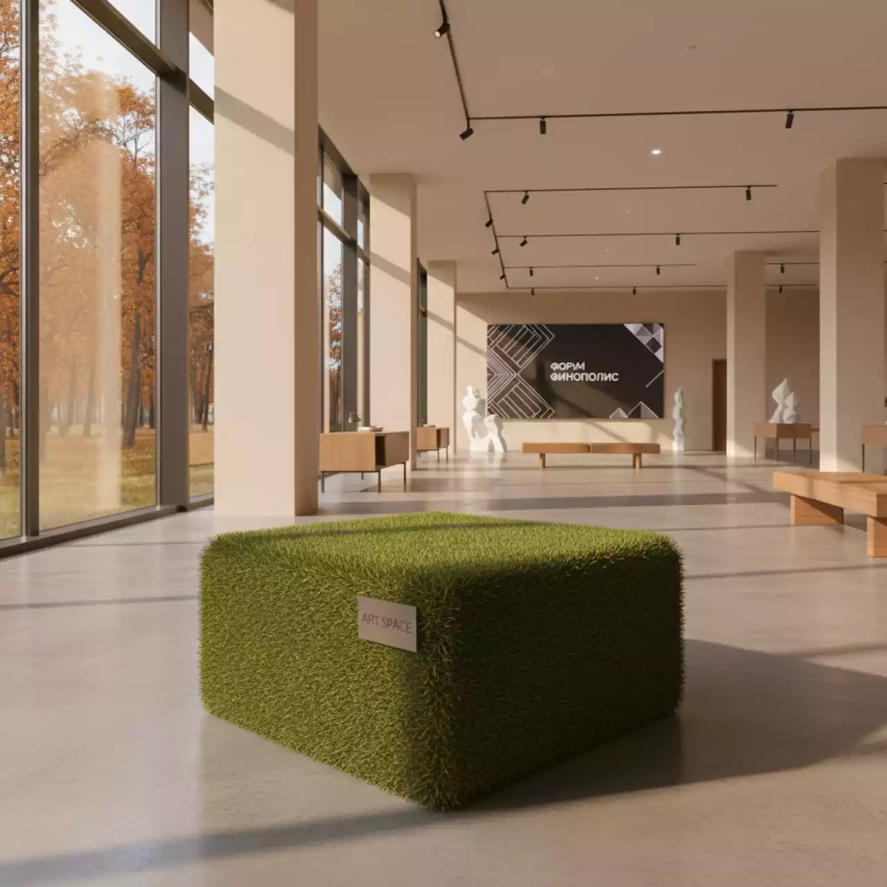 Аренда Пуф квадратный из травы в санатории «Русь» — ART SPACE