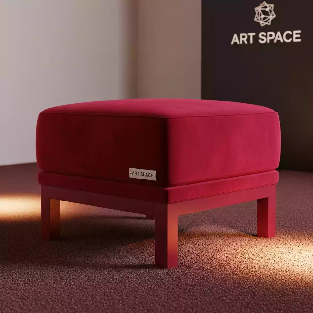 Аренда Пуф малый бархатный красный Норман в Маринс Парк Отеле — ART SPACE