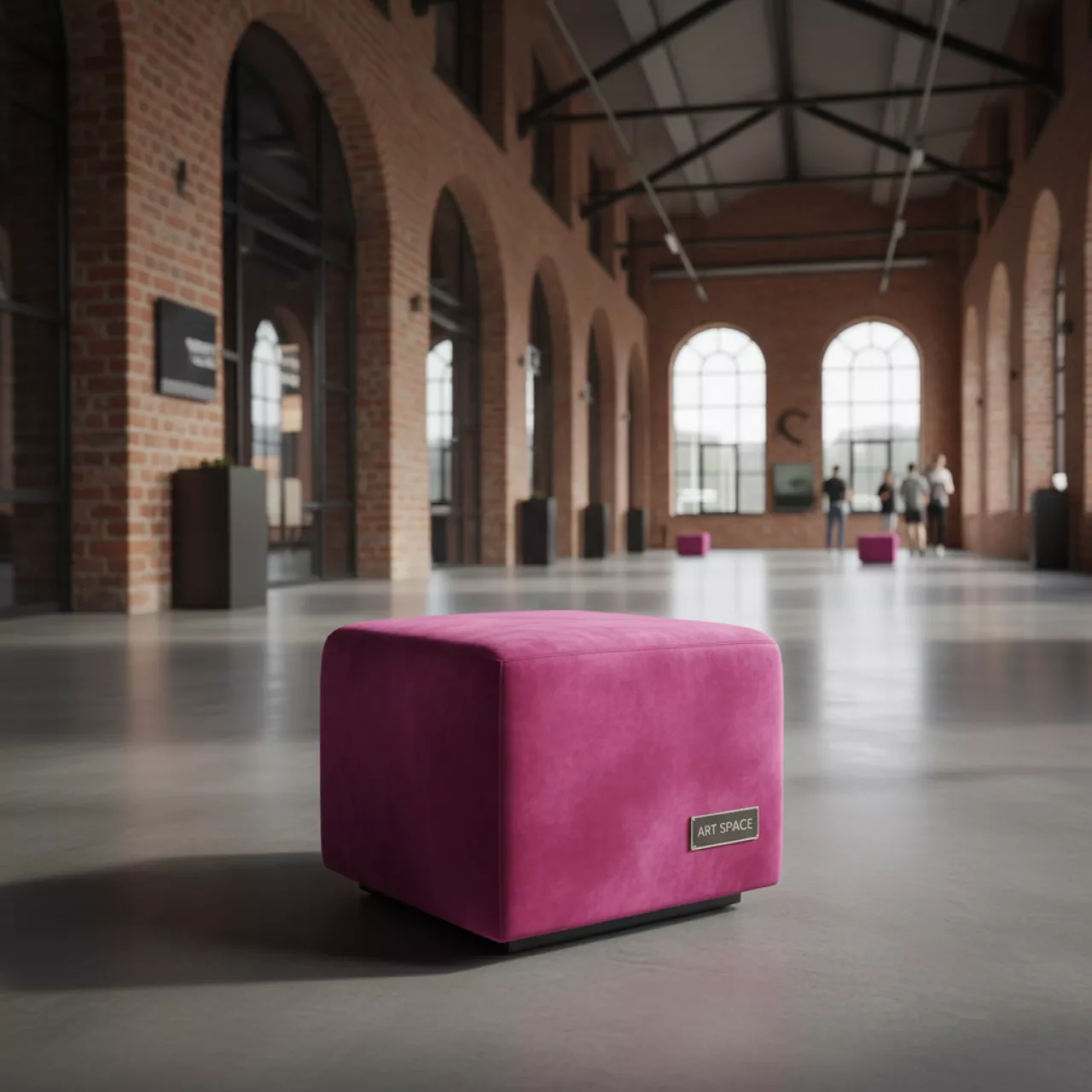 Аренда Пуф малый бархатный НОРМАН фуксия в усадьбе Голицына — ART SPACE
