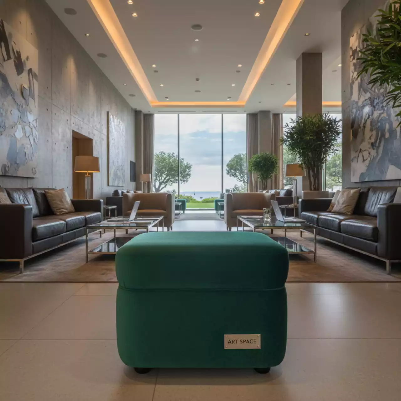 Аренда Пуф малый бархатный НОРМАН зеленый в Rodina Grand Hotel & SPA — ART SPACE