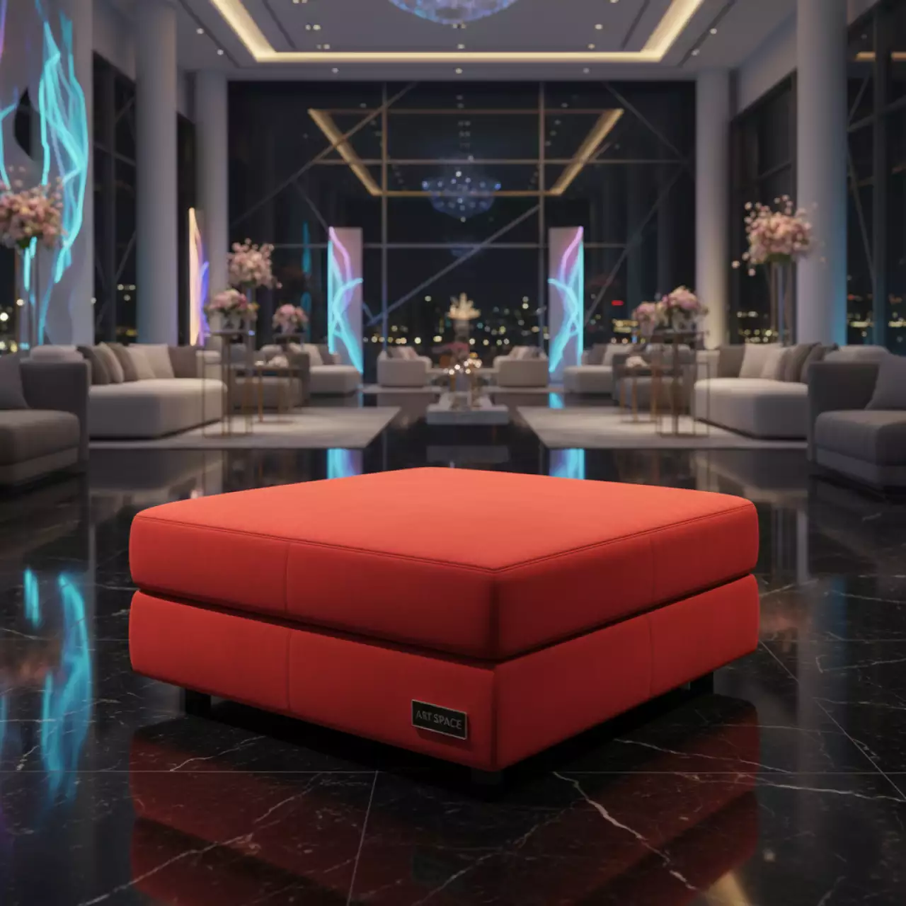 Аренда Пуф мини красный 04 306RD 45х45 см в Mantera Supreme — ART SPACE