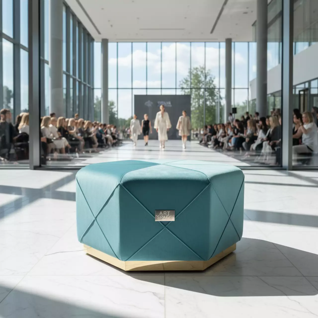 Аренда Пуф многоугольный аквамариновый в Университете «Сириус» — ART SPACE