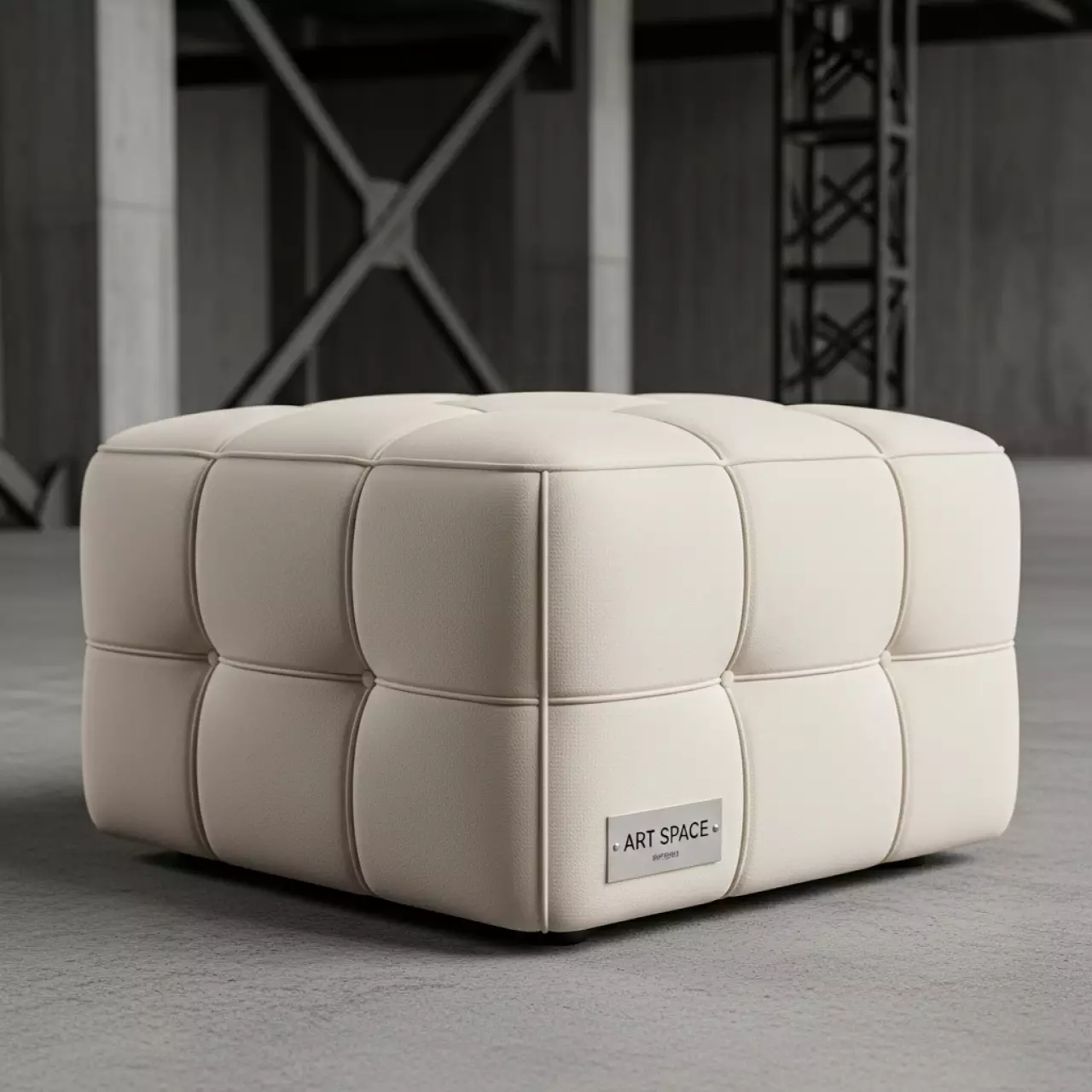 Аренда Пуф молочный с квадратной стежкой в усадьбе Голицына — ART SPACE