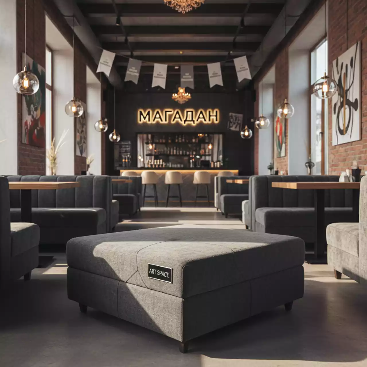 Аренда Пуф мягкий Cosmo в ресторане «Магадан» — ART SPACE