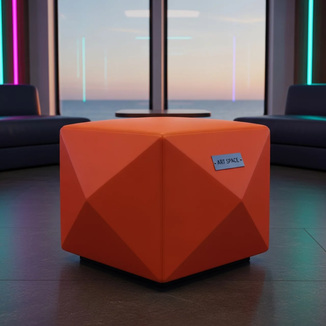 Аренда Пуф оранжевый Cube на теплоходе «Дагомыс» — ART SPACE