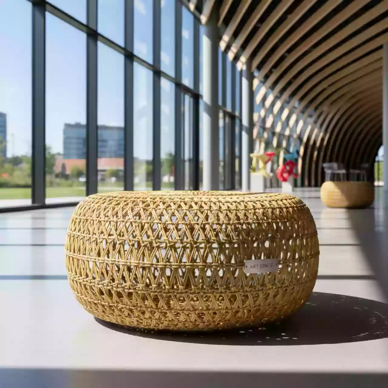 Аренда Пуф плетеный Толедо соломенный цвет в Gamma Sirius — ART SPACE