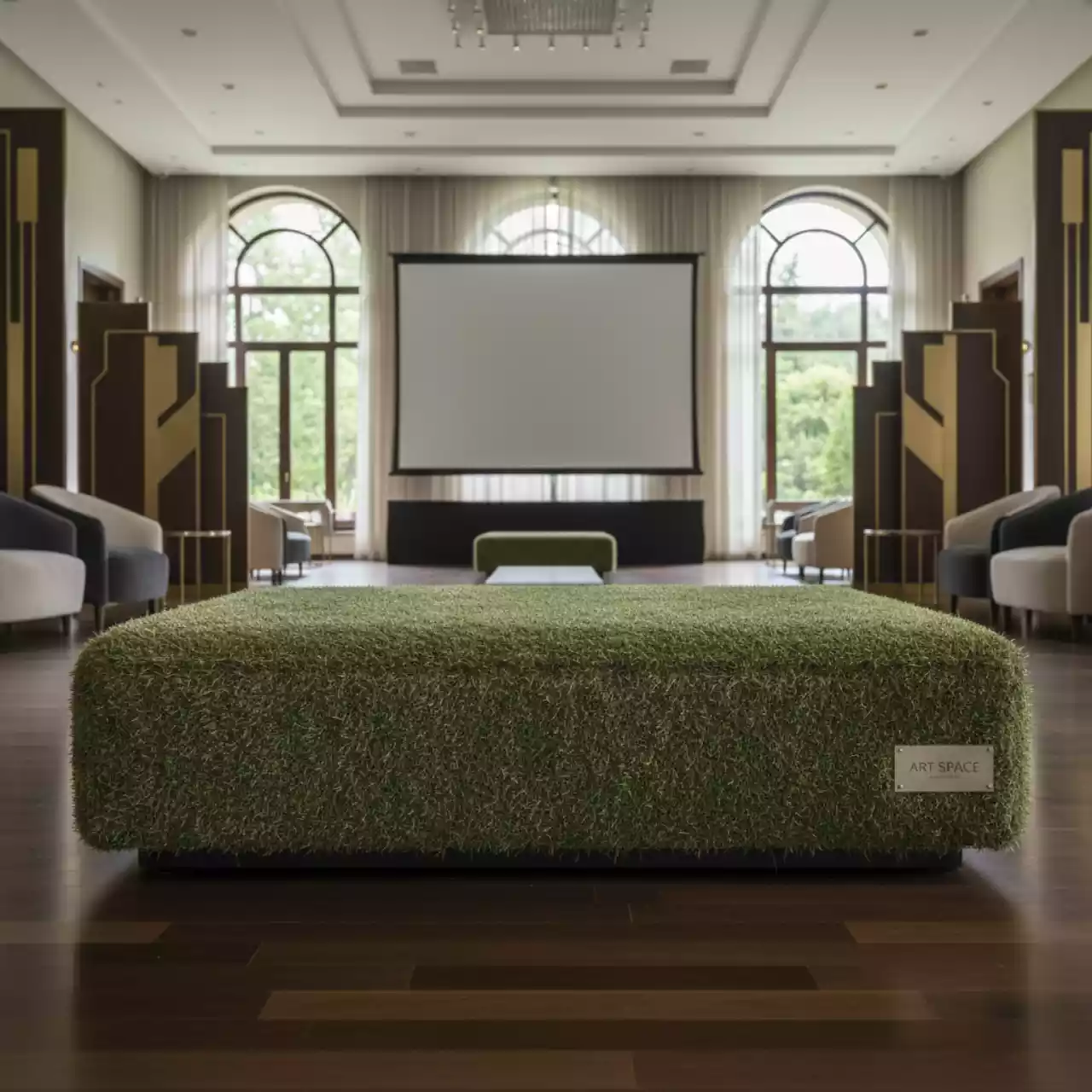 Аренда Пуф прямоугольный из травы в санатории «Металлург» — ART SPACE