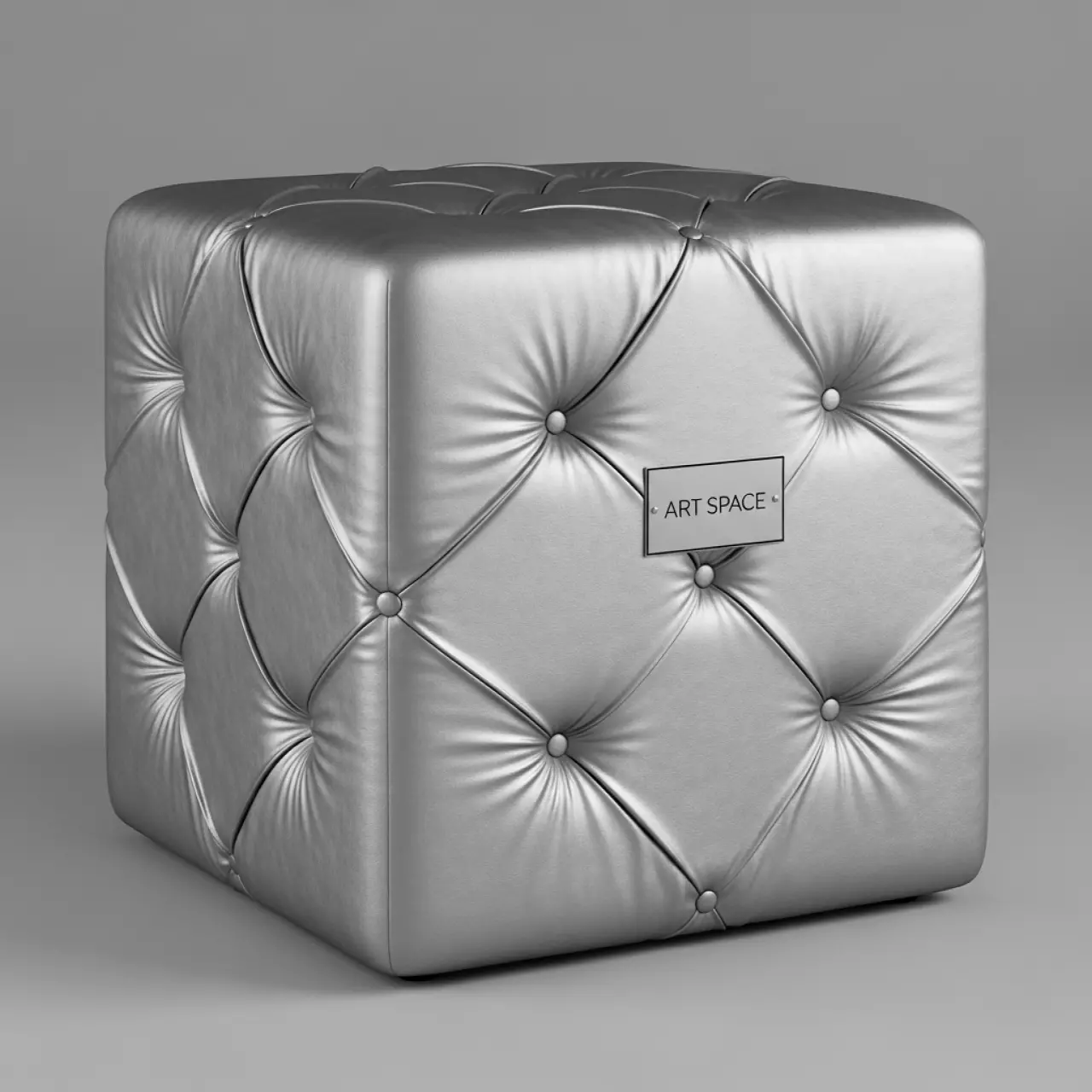 Аренда Пуф серебряный с квадратной стежкой в пляжном клубе Del Mar — ART SPACE