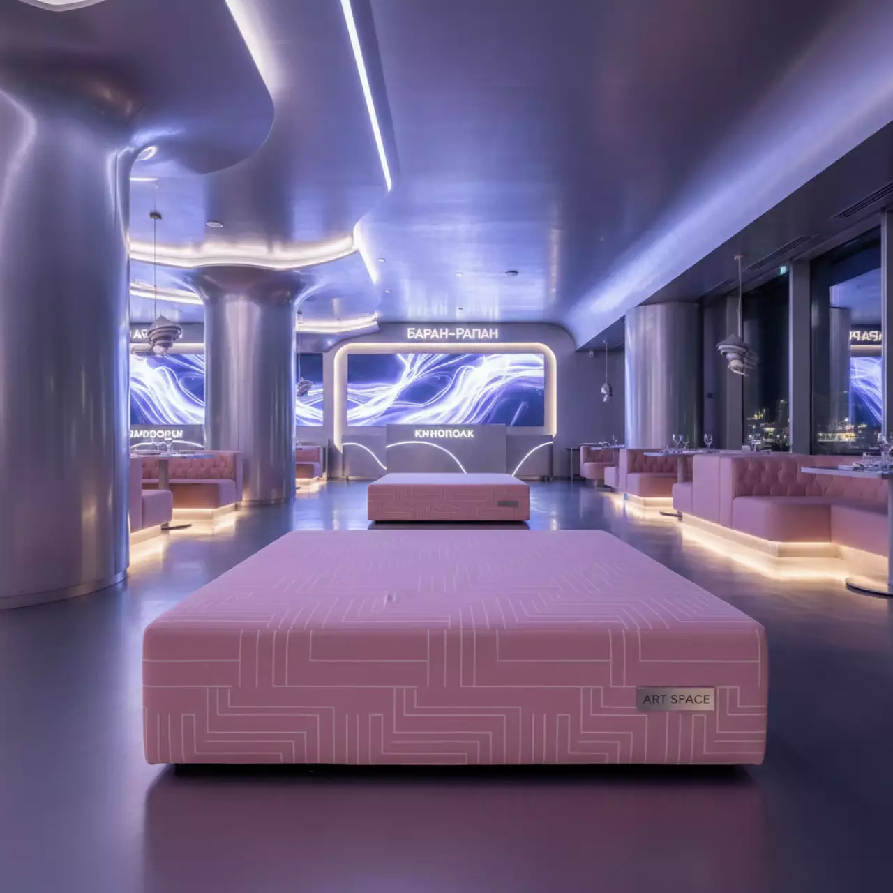 Аренда Пуф Shape прямоугольный пудрово розовый в ресторане «Баран-Рапан» — ART SPACE