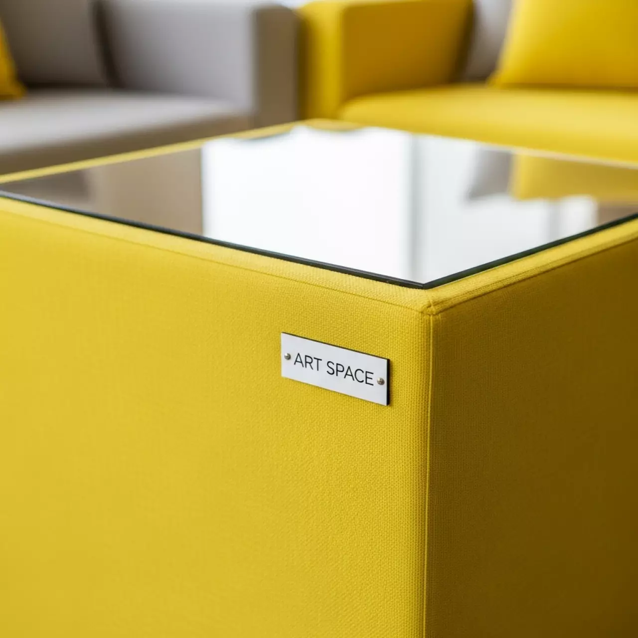 Аренда Пуф стол НОРМАН лимонный с зеркальной столешницей в гранд-отеле «Жемчужина» — ART SPACE
