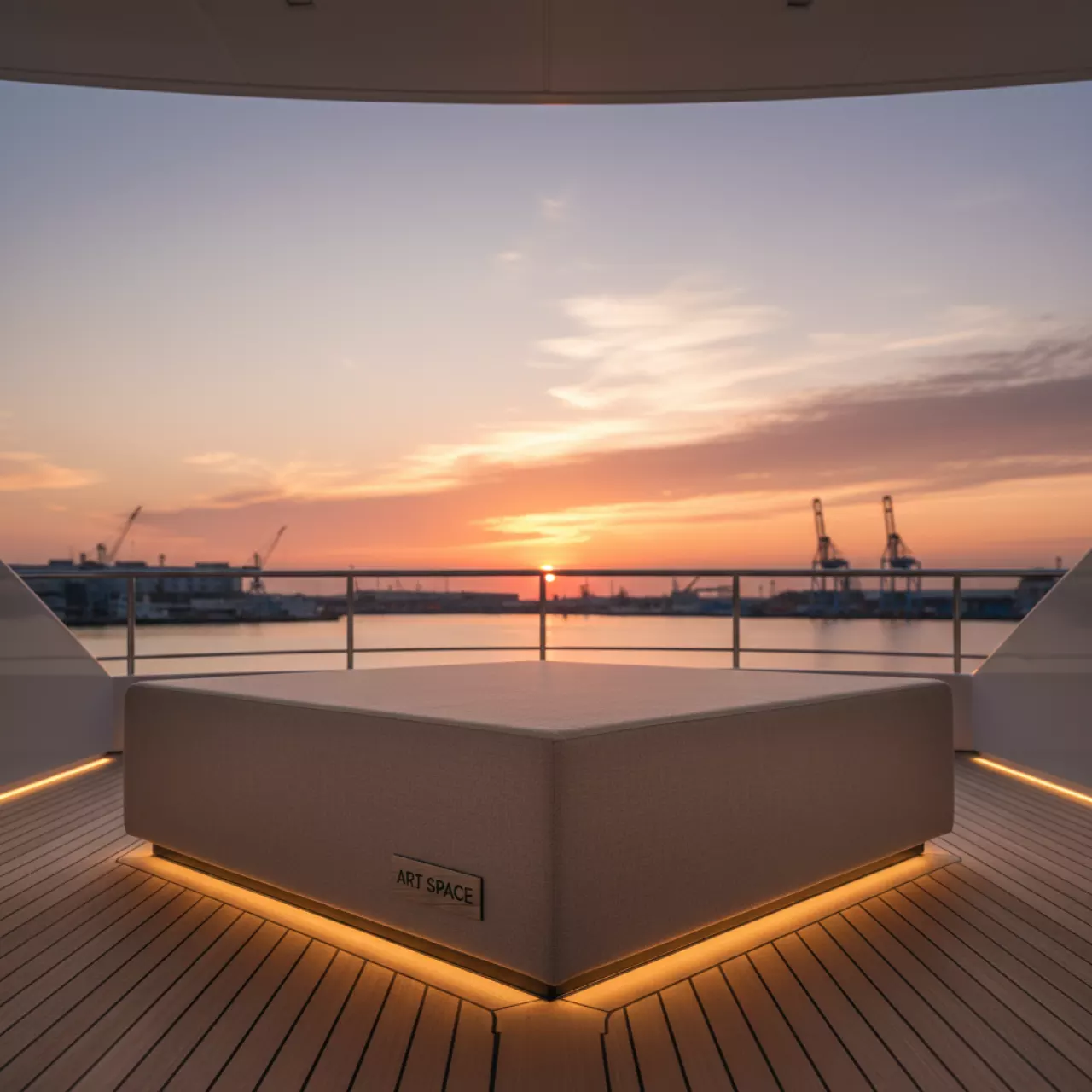 Аренда Пуф треугольный бежевый на VIP теплоходе (Морпорт Сочи) — ART SPACE