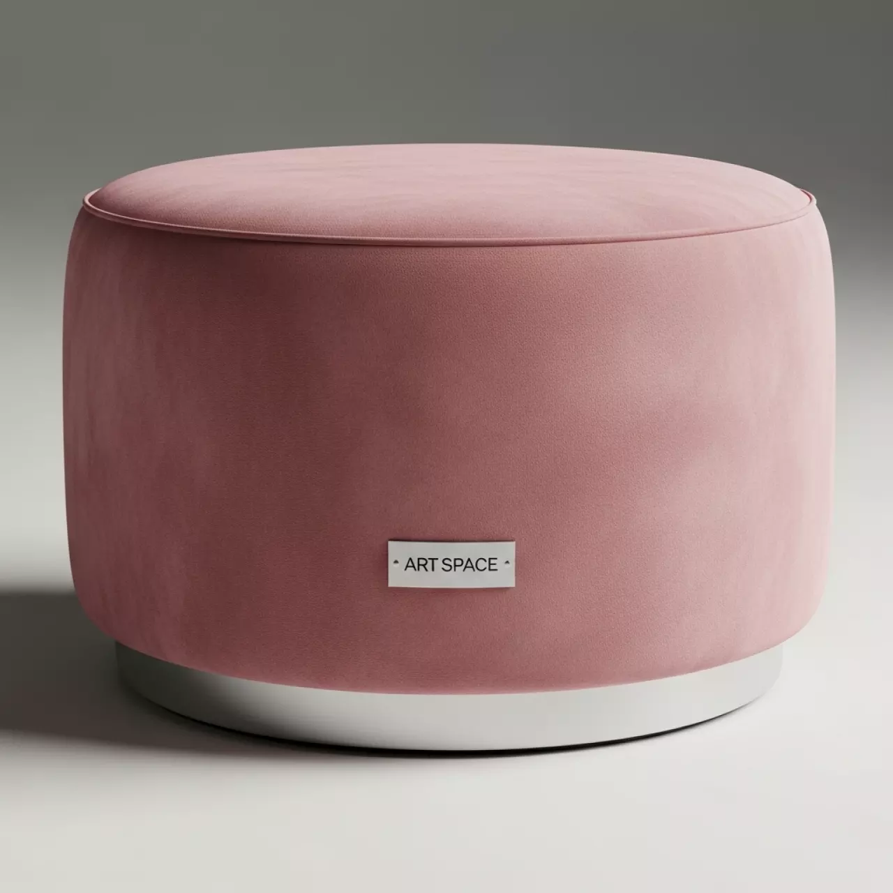 Аренда Пуфа "Круг" серебряный пыльно розовый бархат в лофте «Студия 21» — ART SPACE