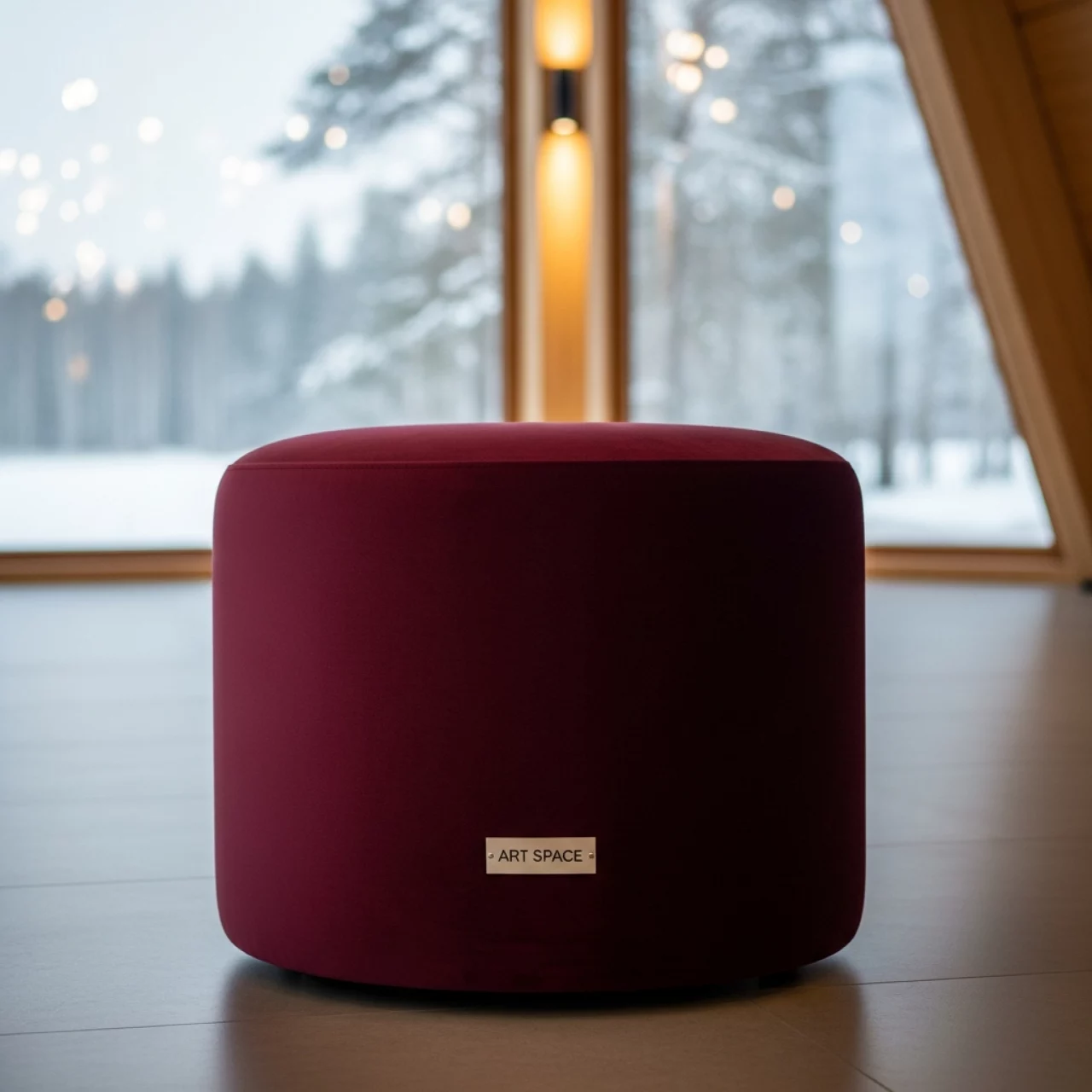 Аренда Пуфик бордовый в этно-парке «Моя Россия» — ART SPACE