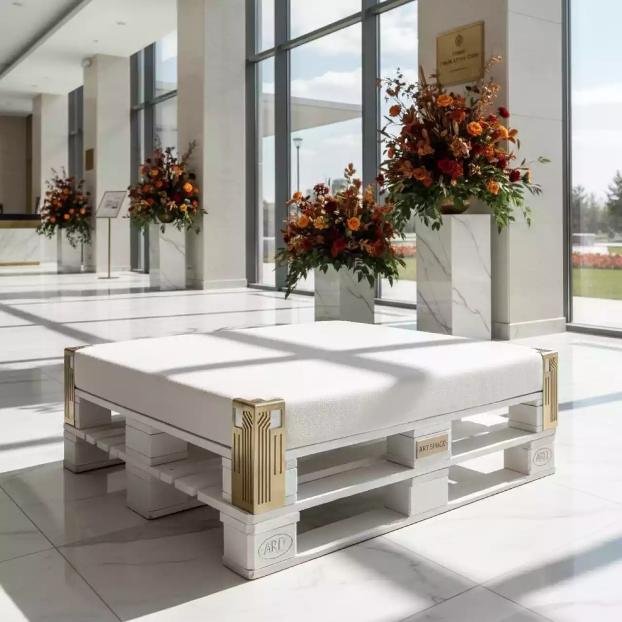 Аренда Пуфик из паллет белый в Гранд Отель Сочи — ART SPACE