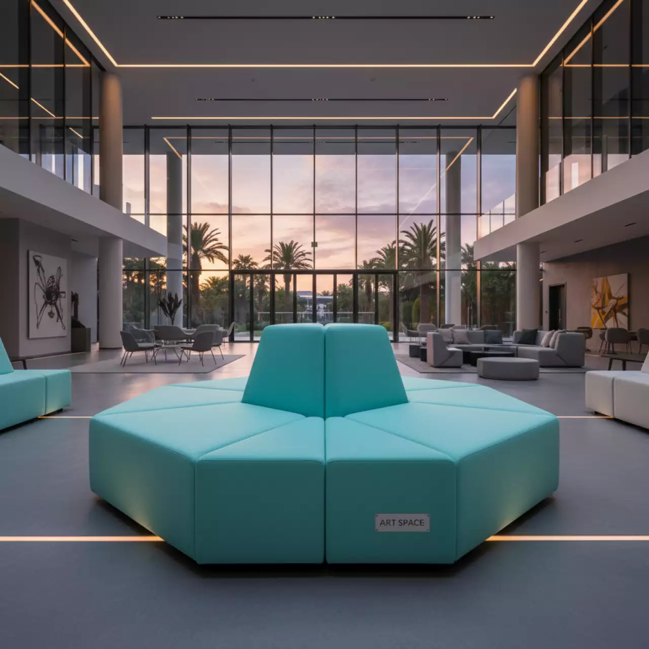 Аренда Пуфик многоугольный аквамарин Shape в санатории «Сочи» — ART SPACE