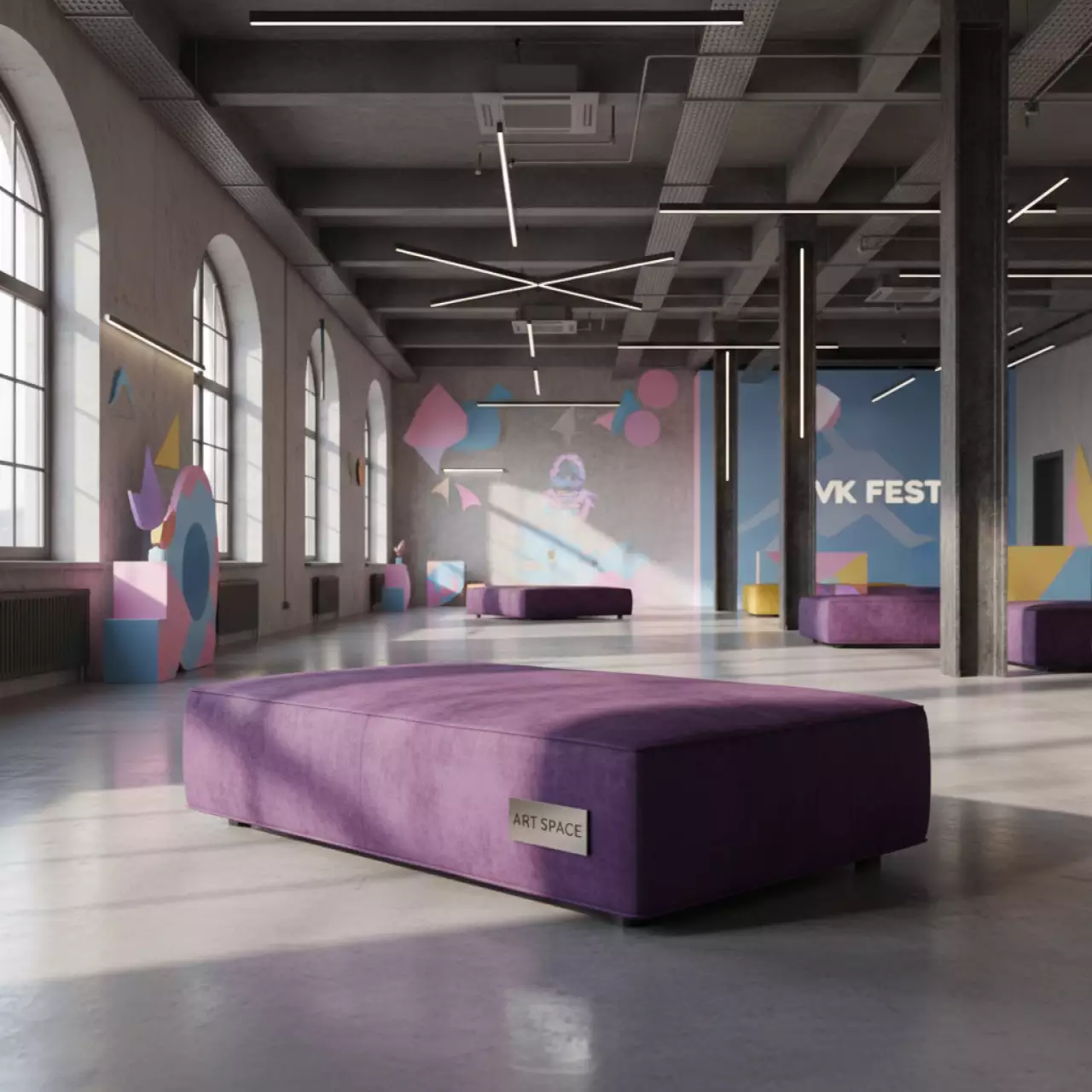 Аренда Пуфик прямоугольный фиолетовый в ОКЦ «Галактика» — ART SPACE