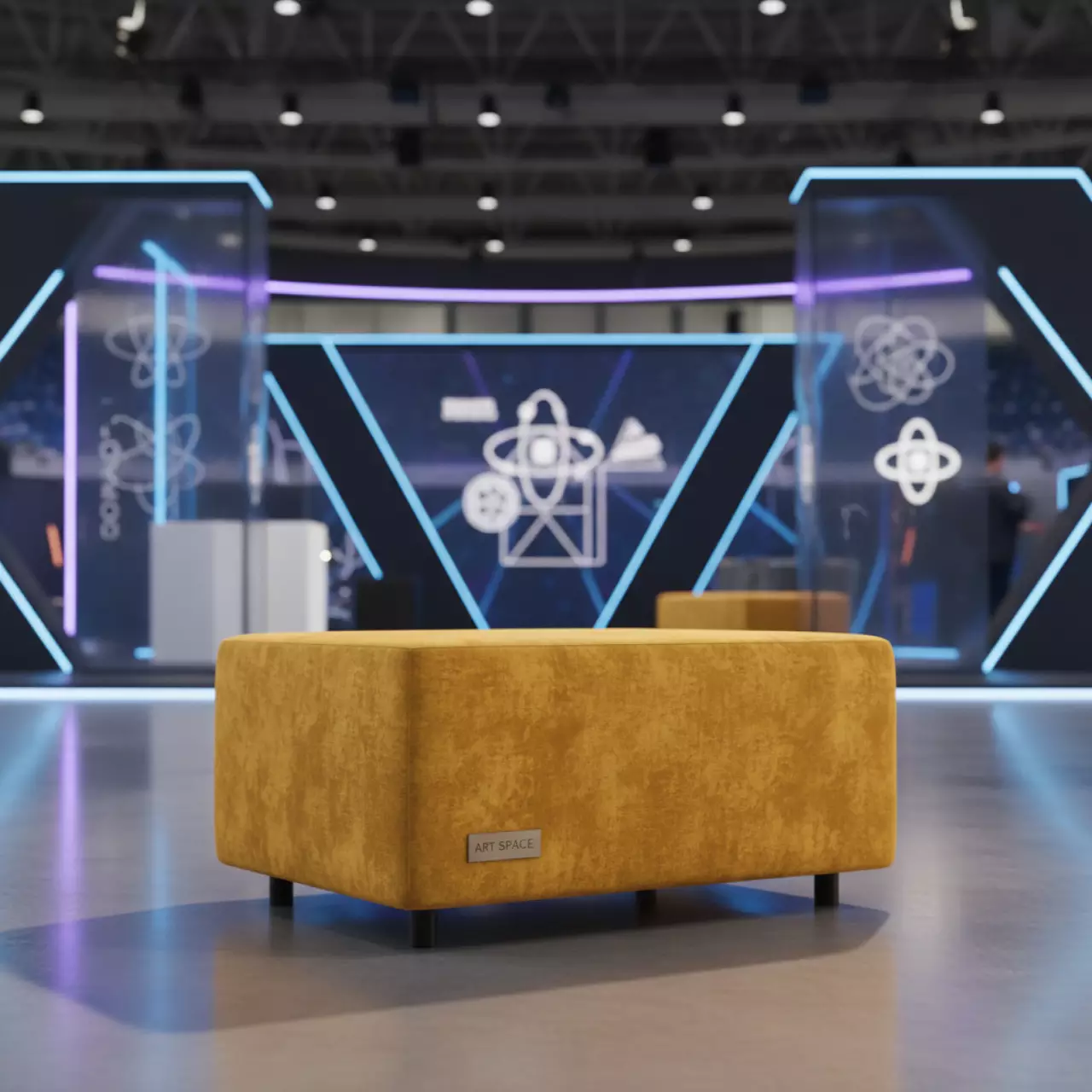 Аренда Пуфик треугольный желтый на арене «Фишт» — ART SPACE