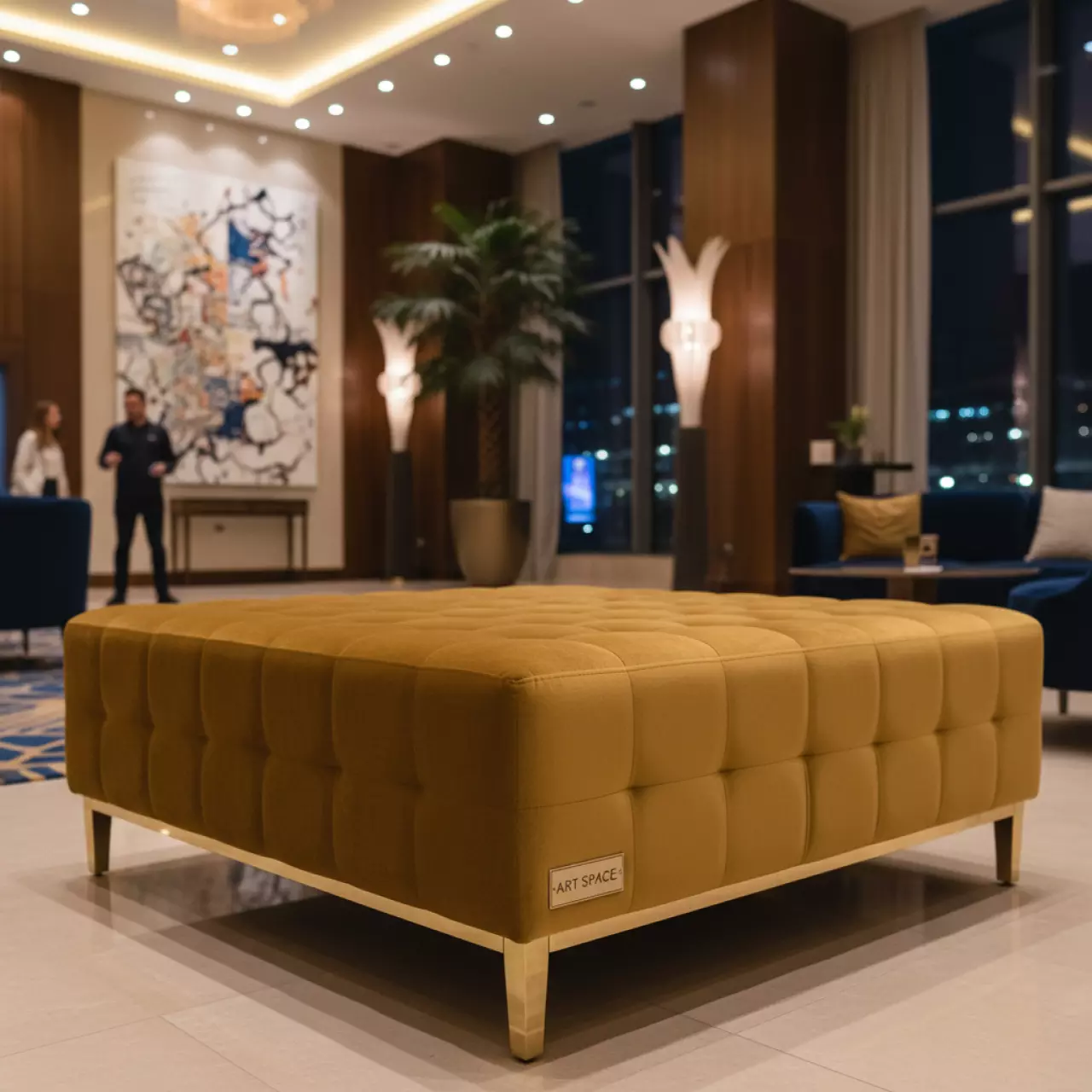Аренда Пуфик золотой с квадратной стежкой в отеле Hyatt Regency Sochi — ART SPACE