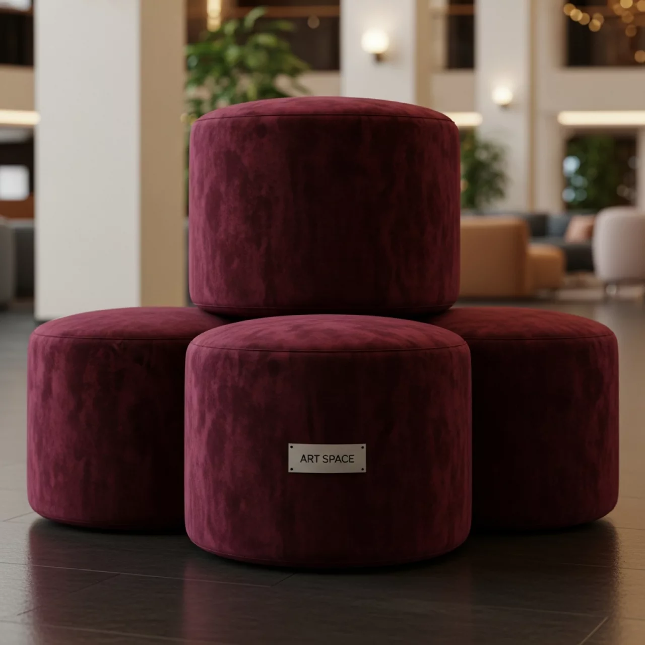 Аренда Пуфы бордовые Норман набор из 3 в Karat Resort — ART SPACE