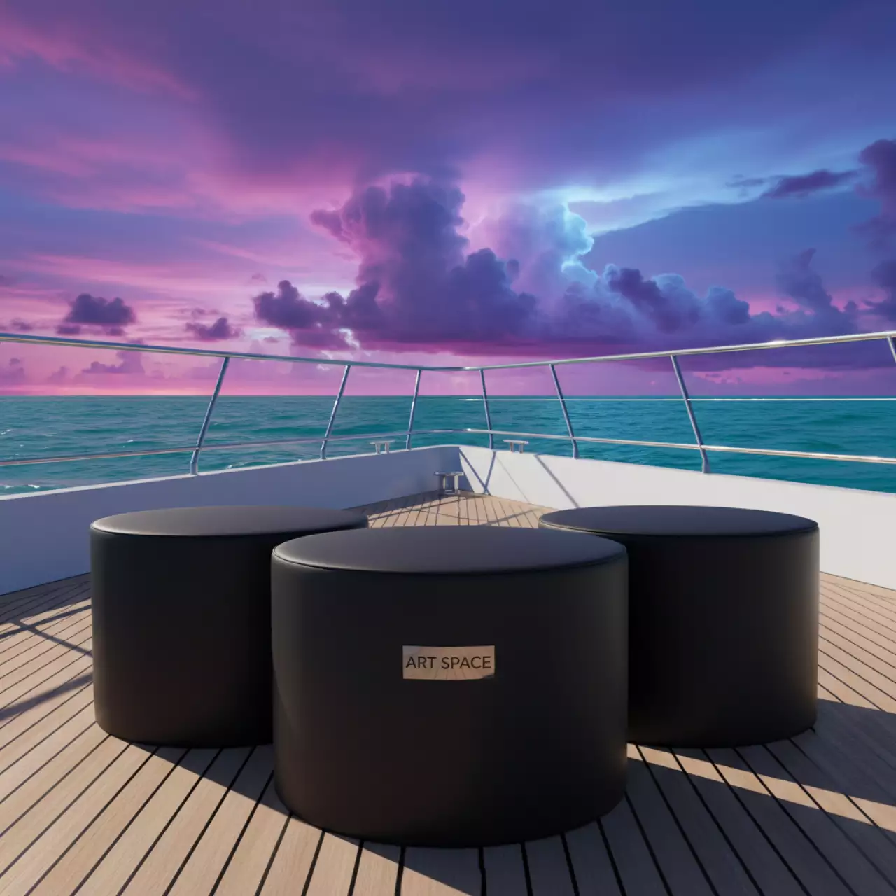 Аренда Пуфы НОРМАН черные набор из 3 на парусной регате (Сочи) — ART SPACE