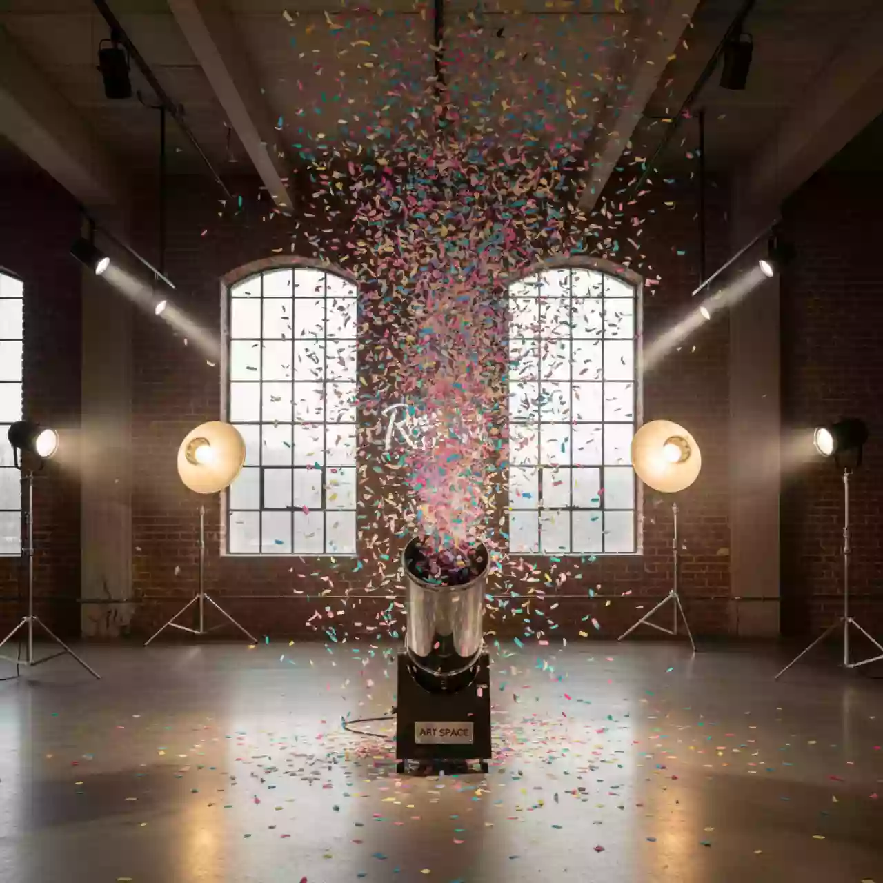 Аренда Пушка конфетти для фотозоны в лофте «Студия 21» — ART SPACE