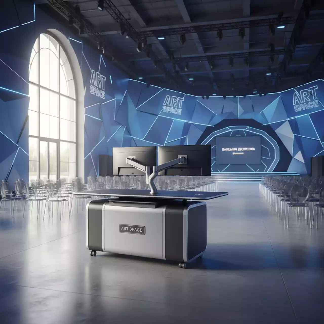 Аренда Рабочее место мобильное под два монитора Ergotron Neo Flex 24 194 055 в VK Stadium Sirius — ART SPACE