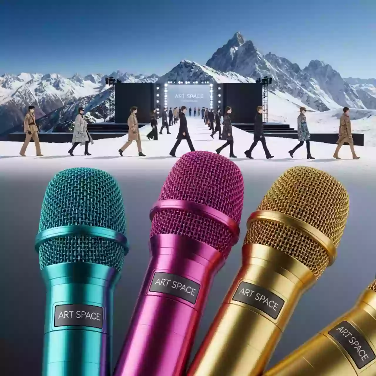 Аренда Радиомикрофоны реплики красивые разных цветов на площадке Rosa Peak (2320м) — ART SPACE