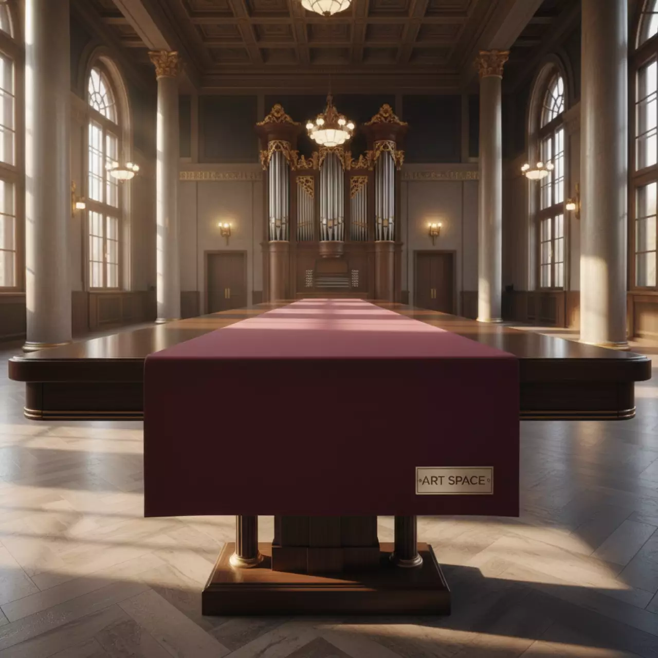 Аренда Раннер 28х214 см бордо в Зале органной и камерной музыки — ART SPACE
