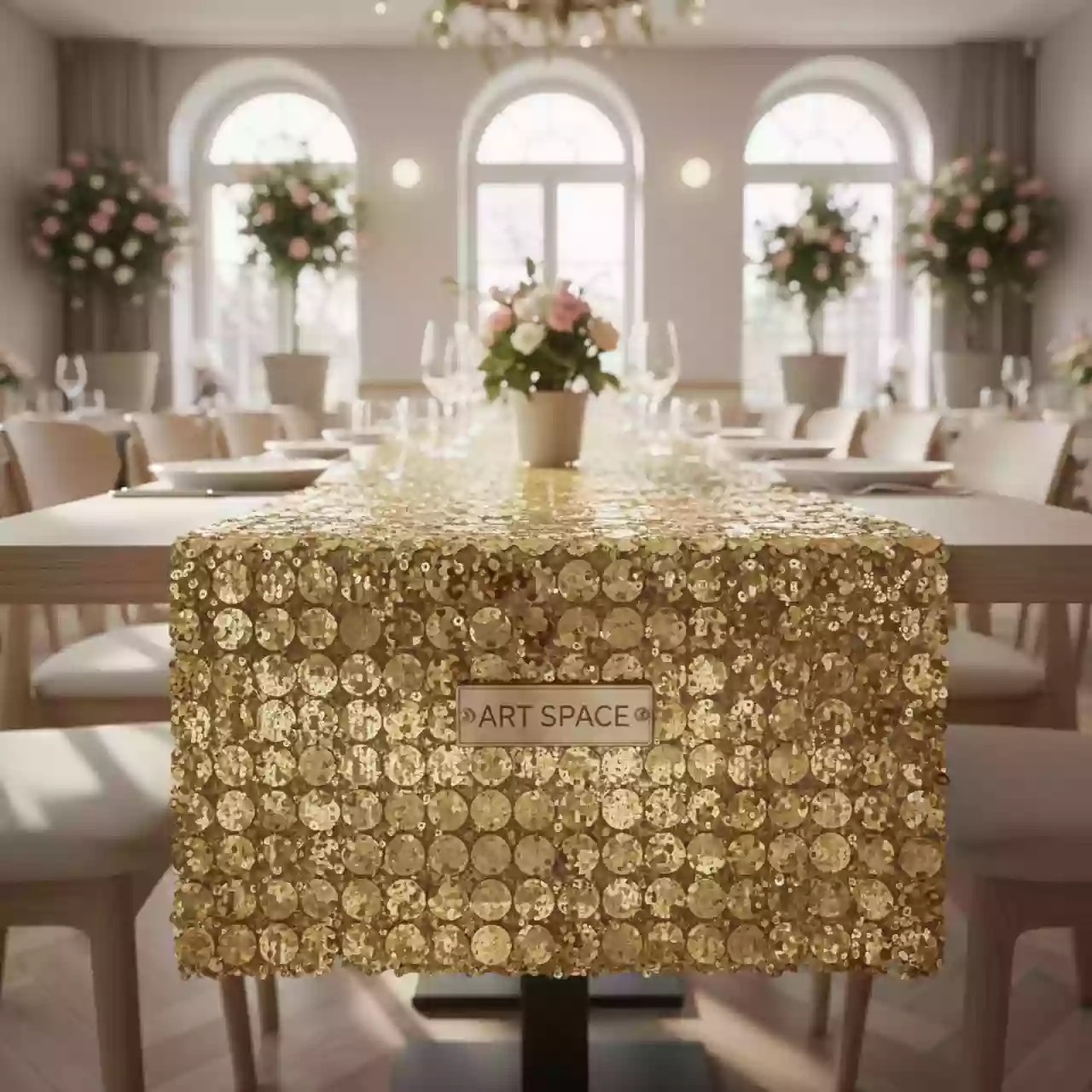 Аренда Раннер текстильный с золотыми пайетками в ресторане «Магеллан» — ART SPACE