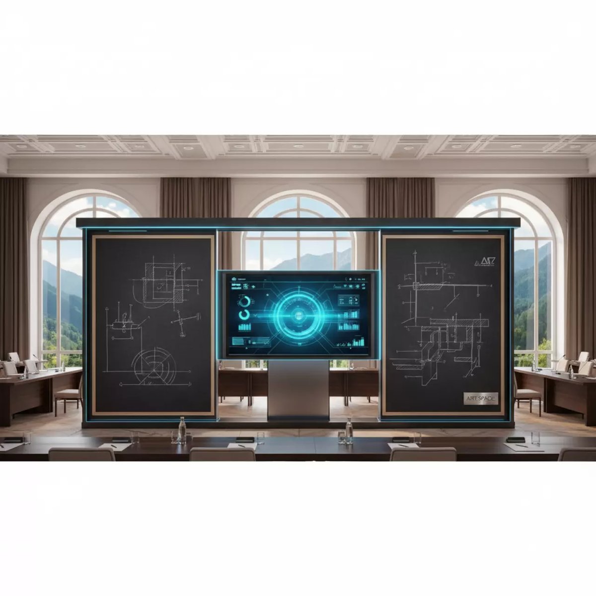 Аренда Рельсовая система для интерактивной меловой доски Базис 4000х1500 2000х1500х90 мм в Поляна 1389 Отель и Спа — ART SPACE