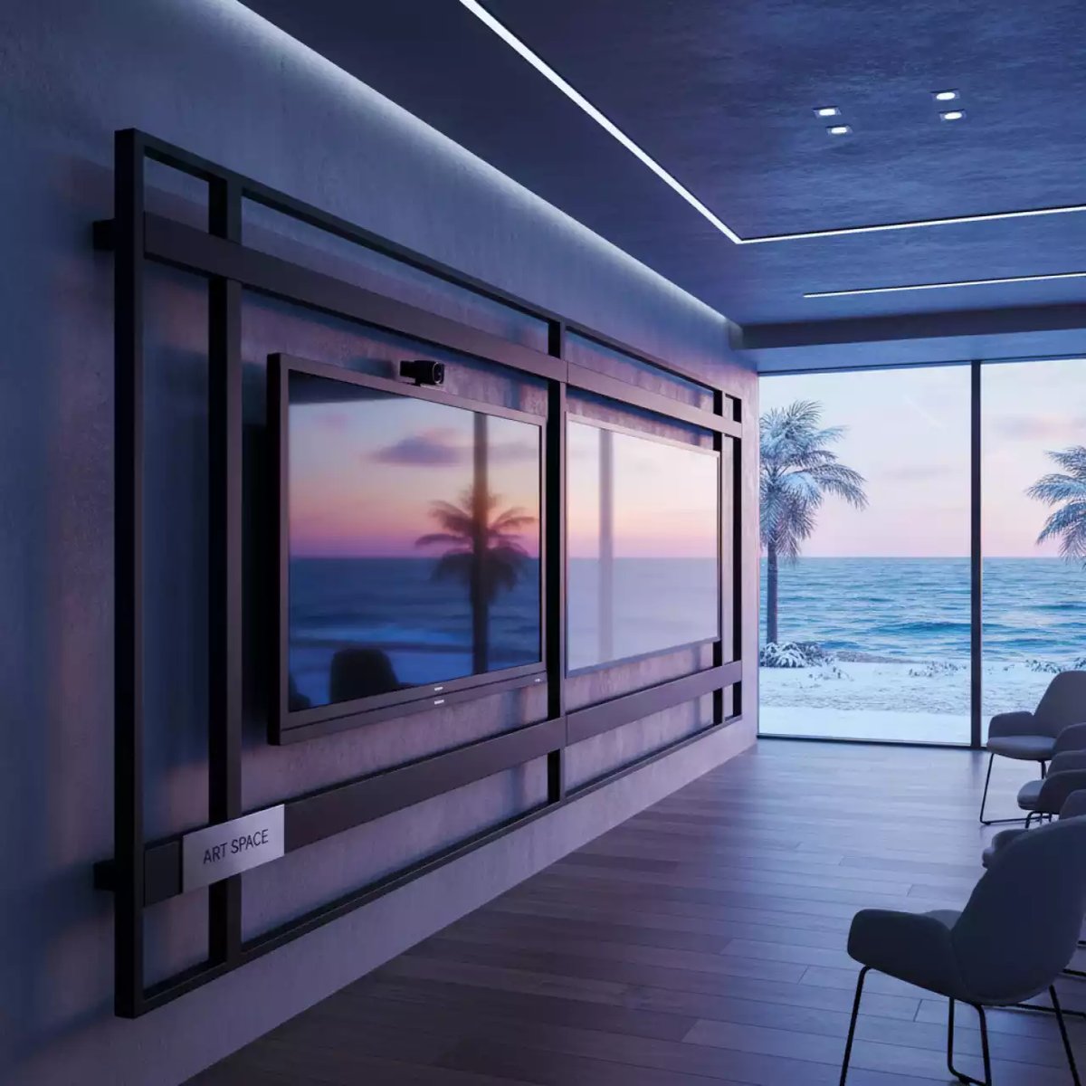 Аренда Рельсовая система для интерактивной панели и доски черная Алма Базис 4000х1200 2000х1200х90 мм в пляжном клубе Del Mar — ART SPACE