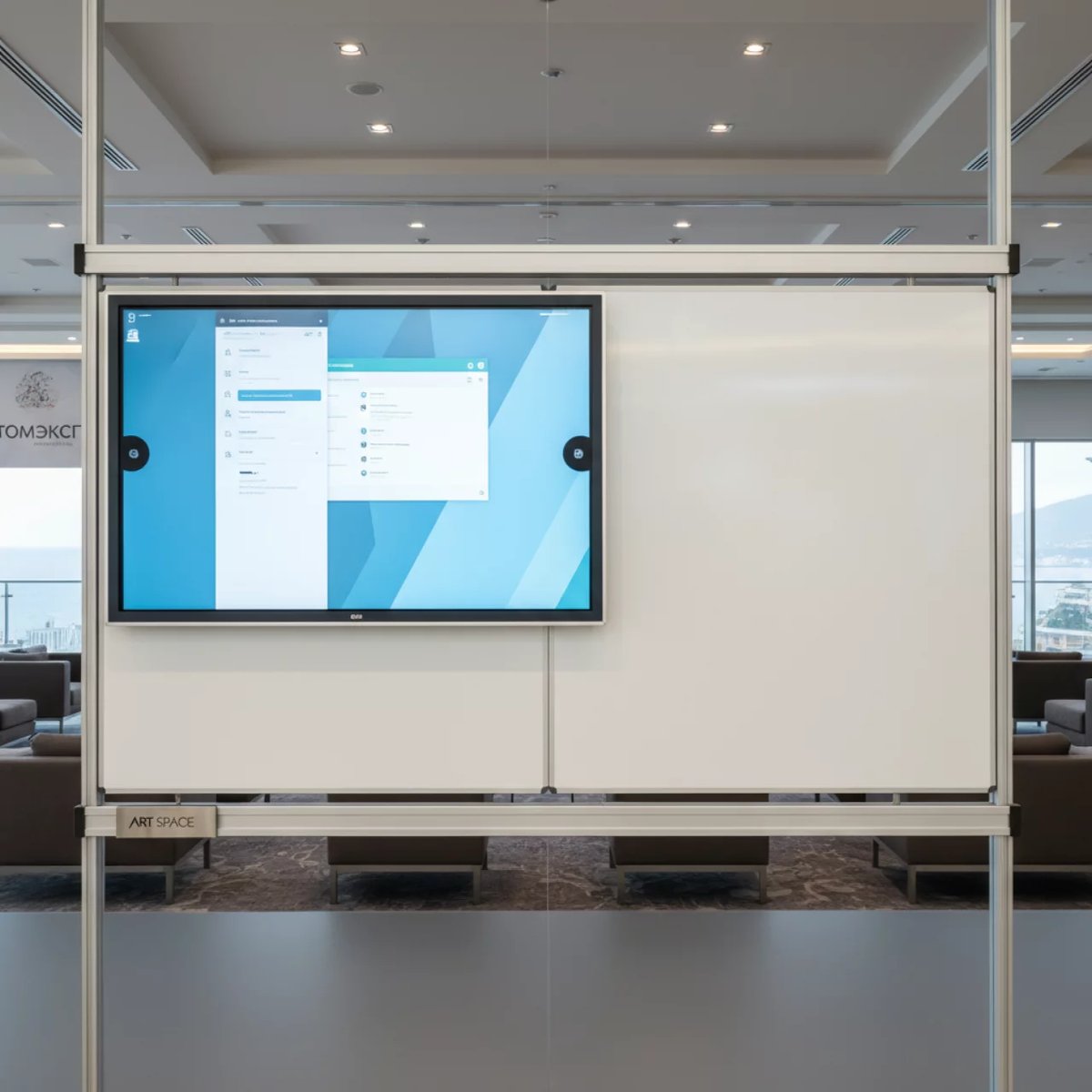Аренда Рельсовая система комбинированная Базис для интерактивной панели и доски 4000х1200 мм в казино «Сочи» — ART SPACE