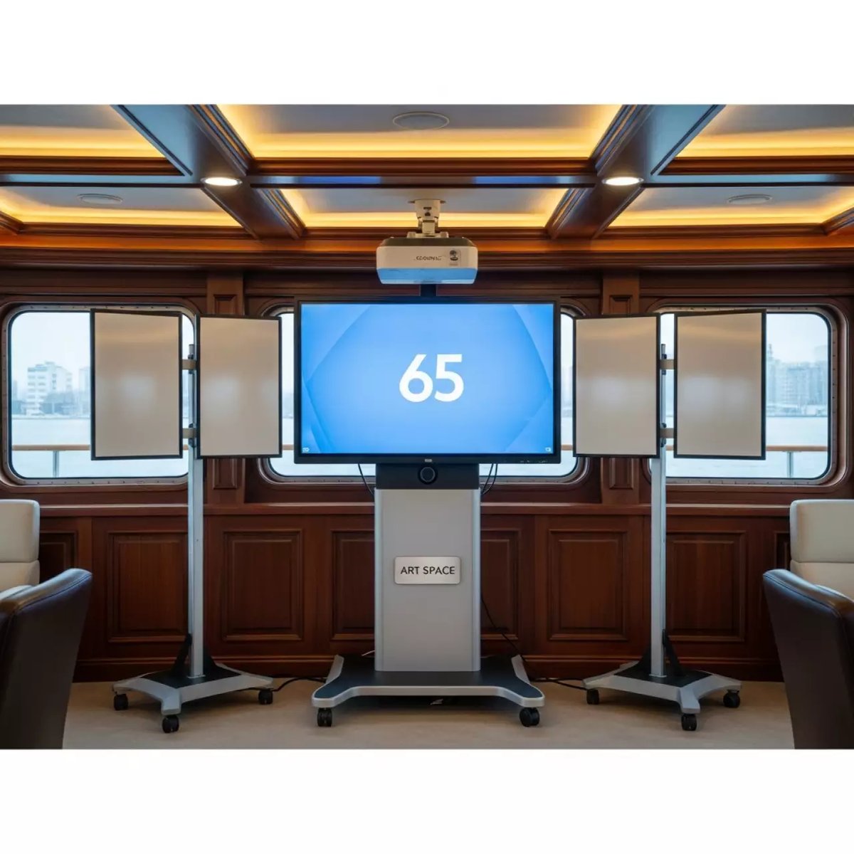 Аренда Рельсовая система Skilo 4 маркерные доски интерактивная панель 65 на теплоходе «Дагомыс» — ART SPACE