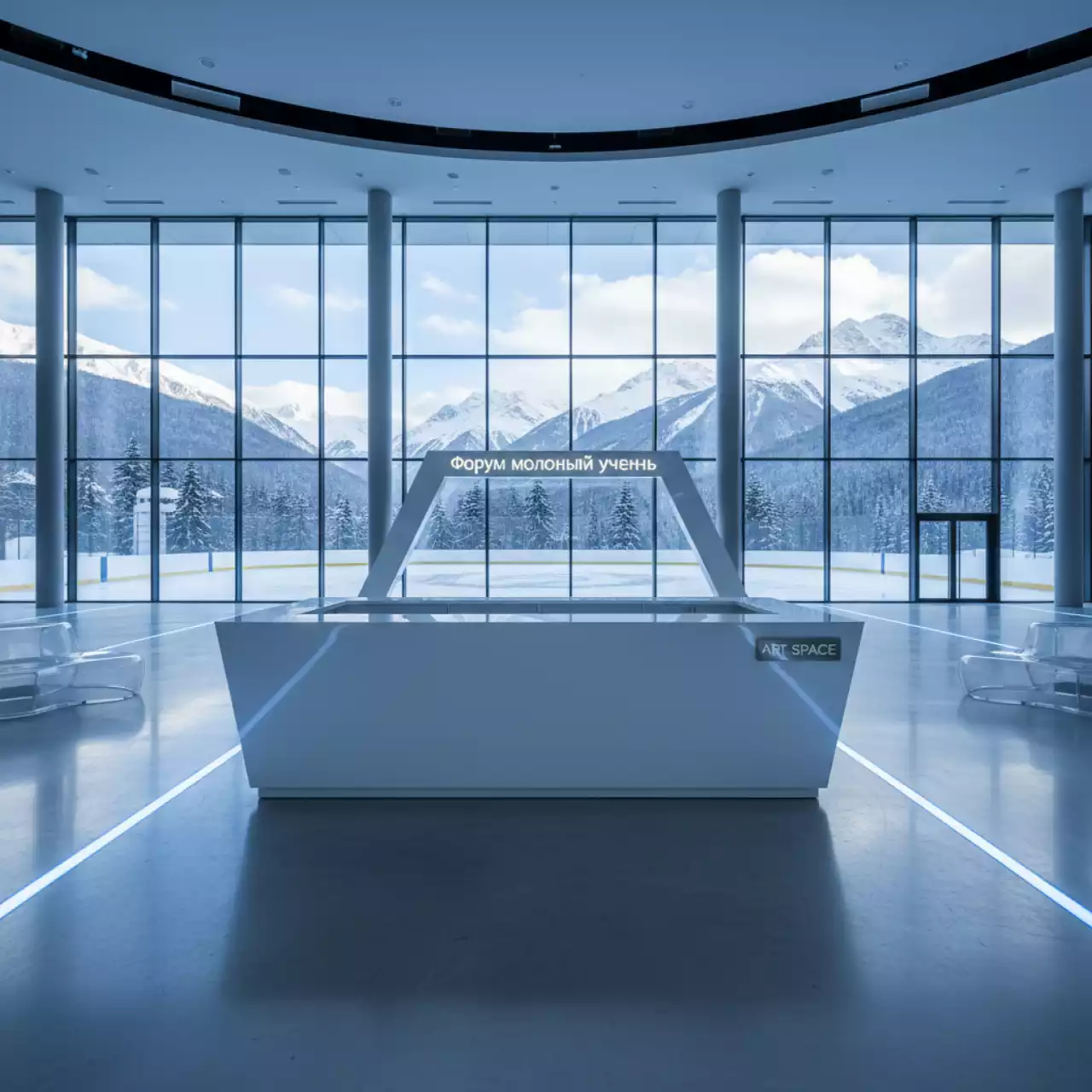 Аренда Ресепшен 2 м белый в ледовом дворце «Роза Хутор» — ART SPACE