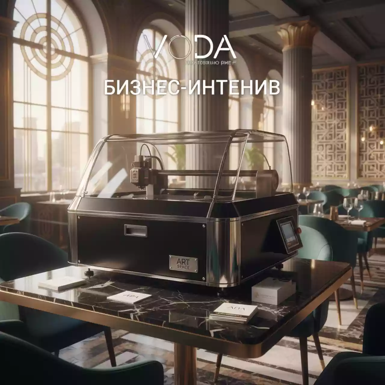 Аренда Резчик гравировщик лазерный Makeblock Laserbox Rotary в ресторане «Voda» — ART SPACE