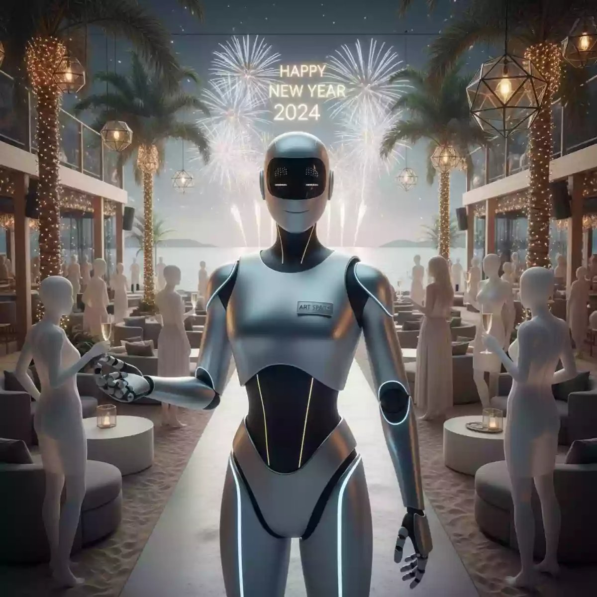 Аренда Робот для Нового года в пляжном комплексе VinoGrad на ПМЭФ — ART SPACE